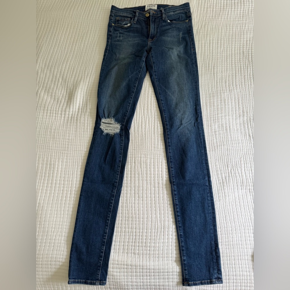 Frame Forever Karlie Size 28 Distressed Knee Skinny Jeans